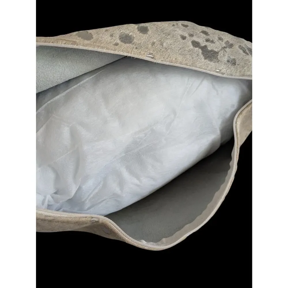 Silver Metallic Cowhide Leather Throw Pillow Decorative Western 19